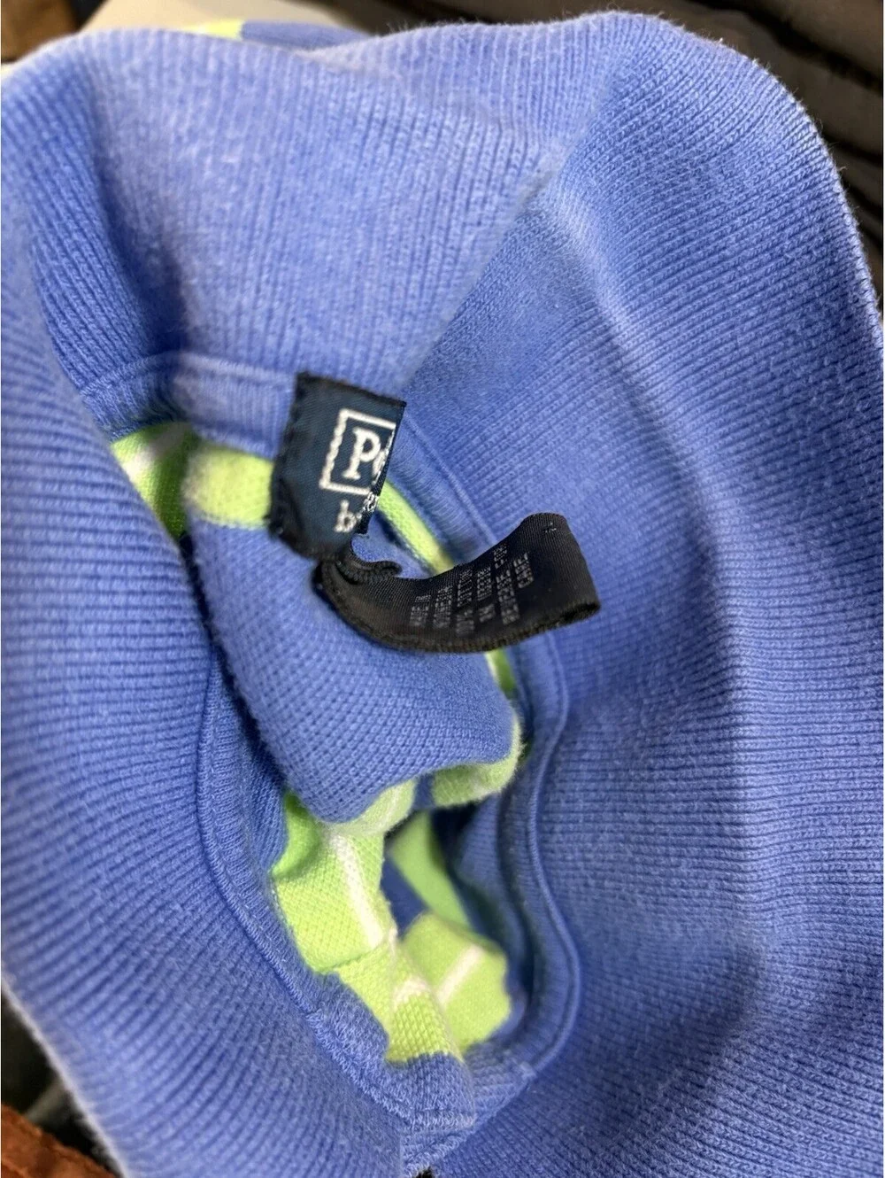 Polo Ralph Lauren Boys M Blue Green Striped Pony Pique Cotton Polo Shirt